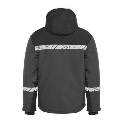 Grey-Black - Back - Projob Mens Progression 7415 Padded Work Jacket