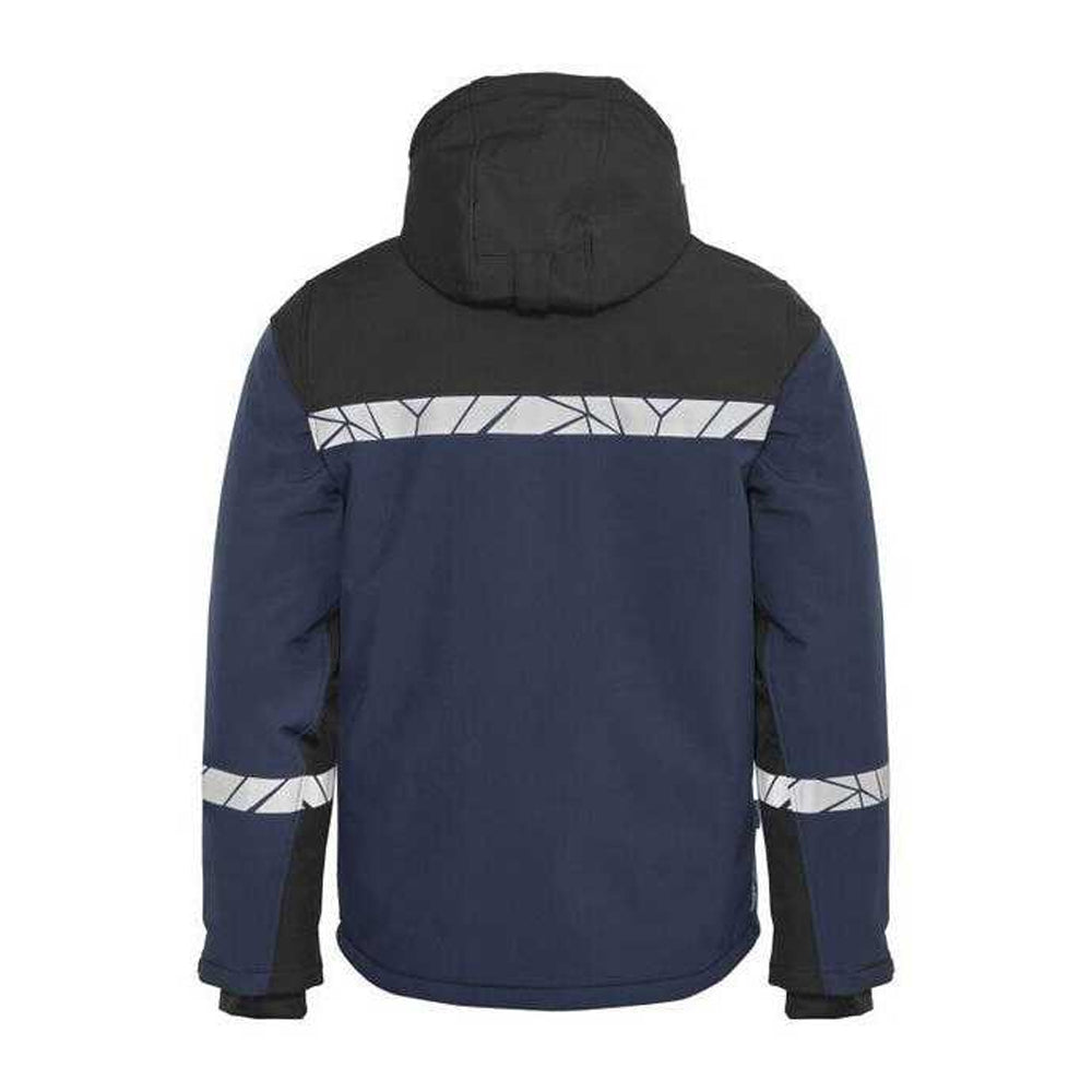 Navy-Black - Back - Projob Mens Progression 7415 Padded Work Jacket