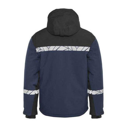 Navy-Black - Back - Projob Mens Progression 7415 Padded Work Jacket