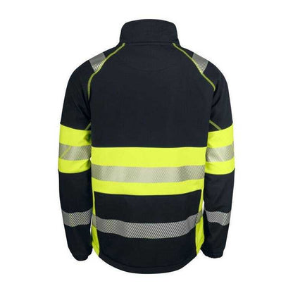Yellow-Black - Back - Projob Mens 6443 Class 1 Soft Shell Jacket