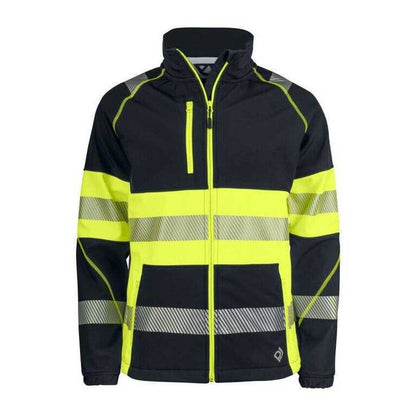 Yellow-Black - Front - Projob Mens 6443 Class 1 Soft Shell Jacket