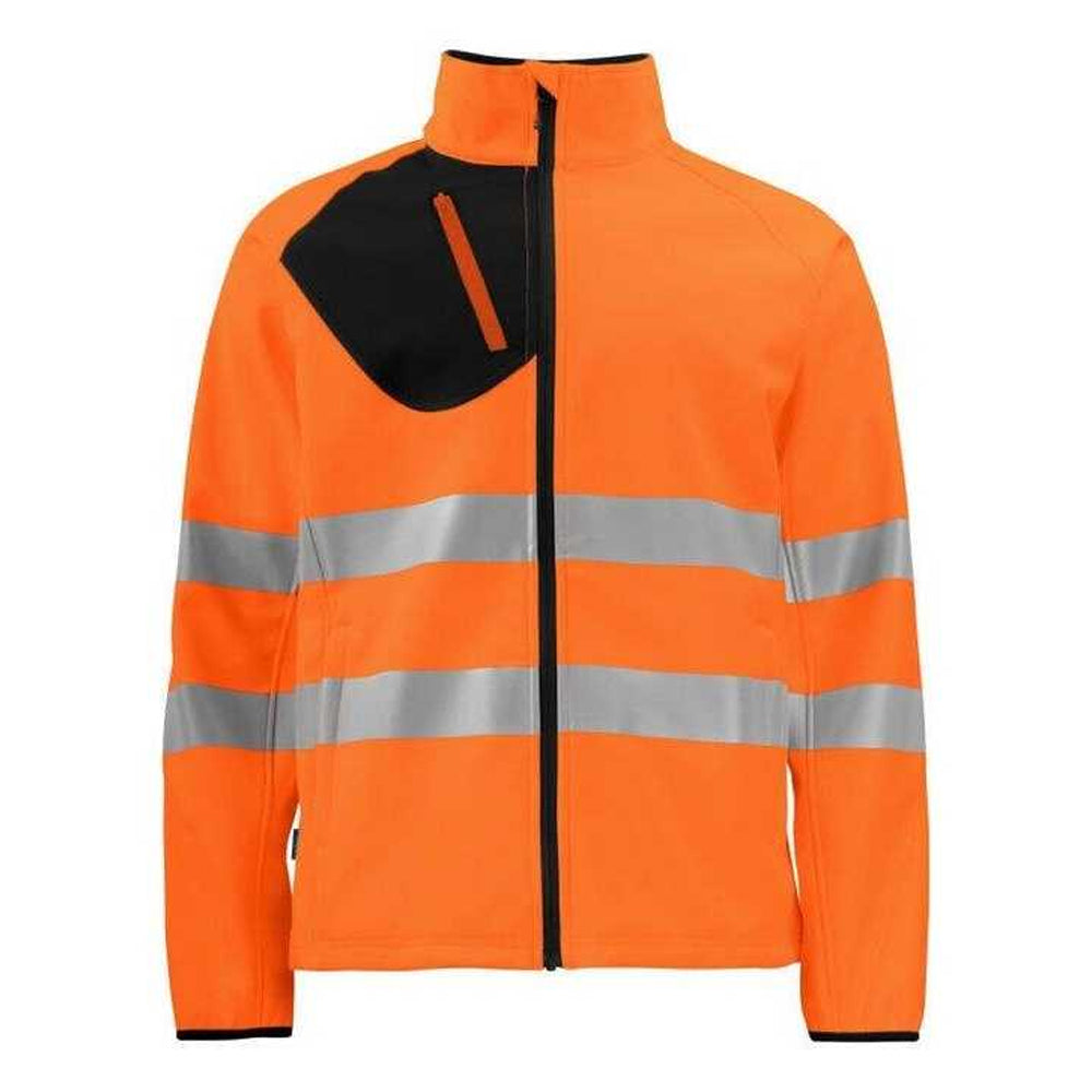 Orange-Black - Front - Projob Mens Prio 6432 Soft Shell Jacket