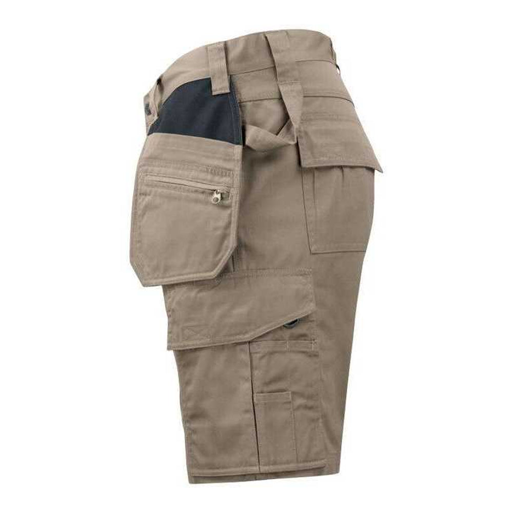 Khaki - Side - Projob Mens Prio 5535 Work Shorts