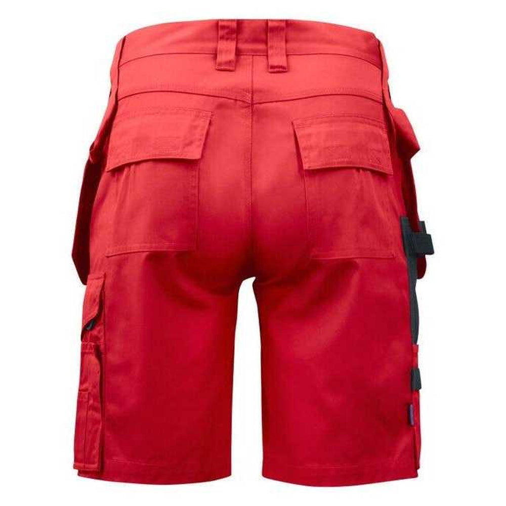 Red - Back - Projob Mens Prio 5535 Work Shorts