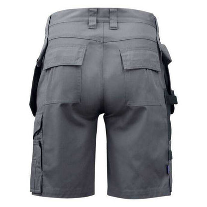 Grey - Back - Projob Mens Prio 5535 Work Shorts