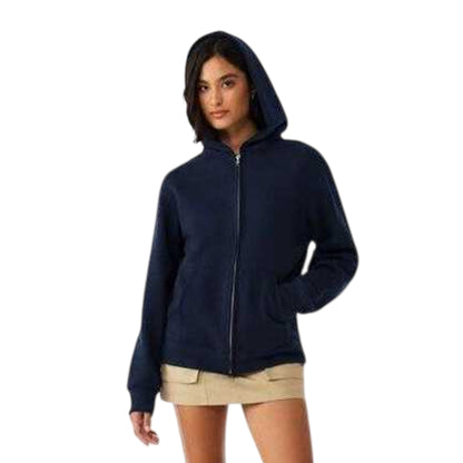 Navy - Front - Bella + Canvas Mens Heavyweight Full Zip Hoodie
