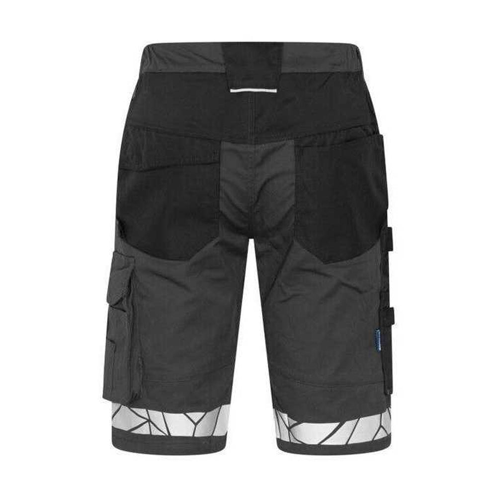 Grey-Black - Back - Projob Mens Progression 7510 Work Shorts