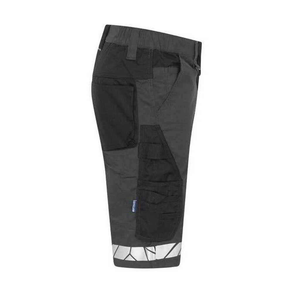 Grey-Black - Side - Projob Mens Progression 7510 Work Shorts
