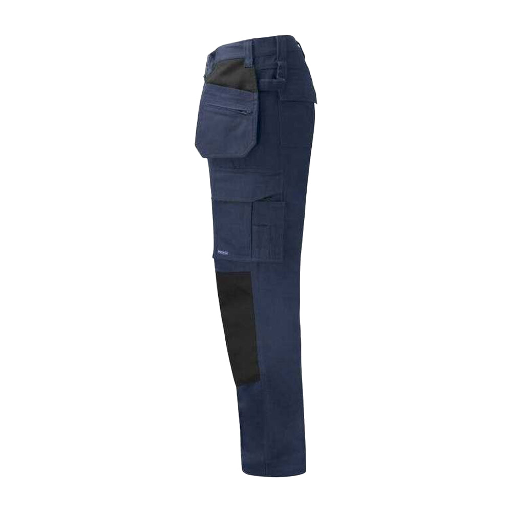 Navy - Side - Projob Mens Prio 5530 Cotton Work Trousers