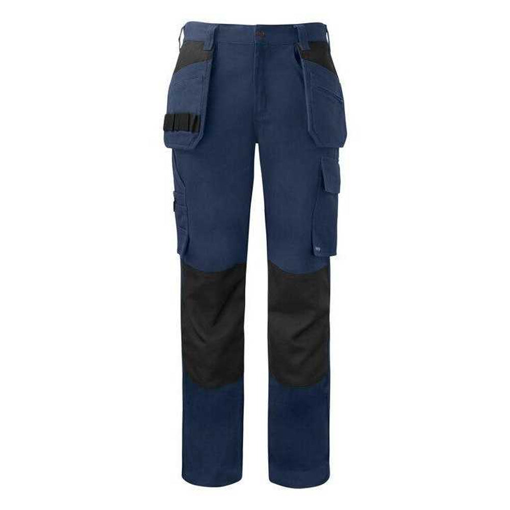 Navy - Front - Projob Mens Prio 5530 Cotton Work Trousers