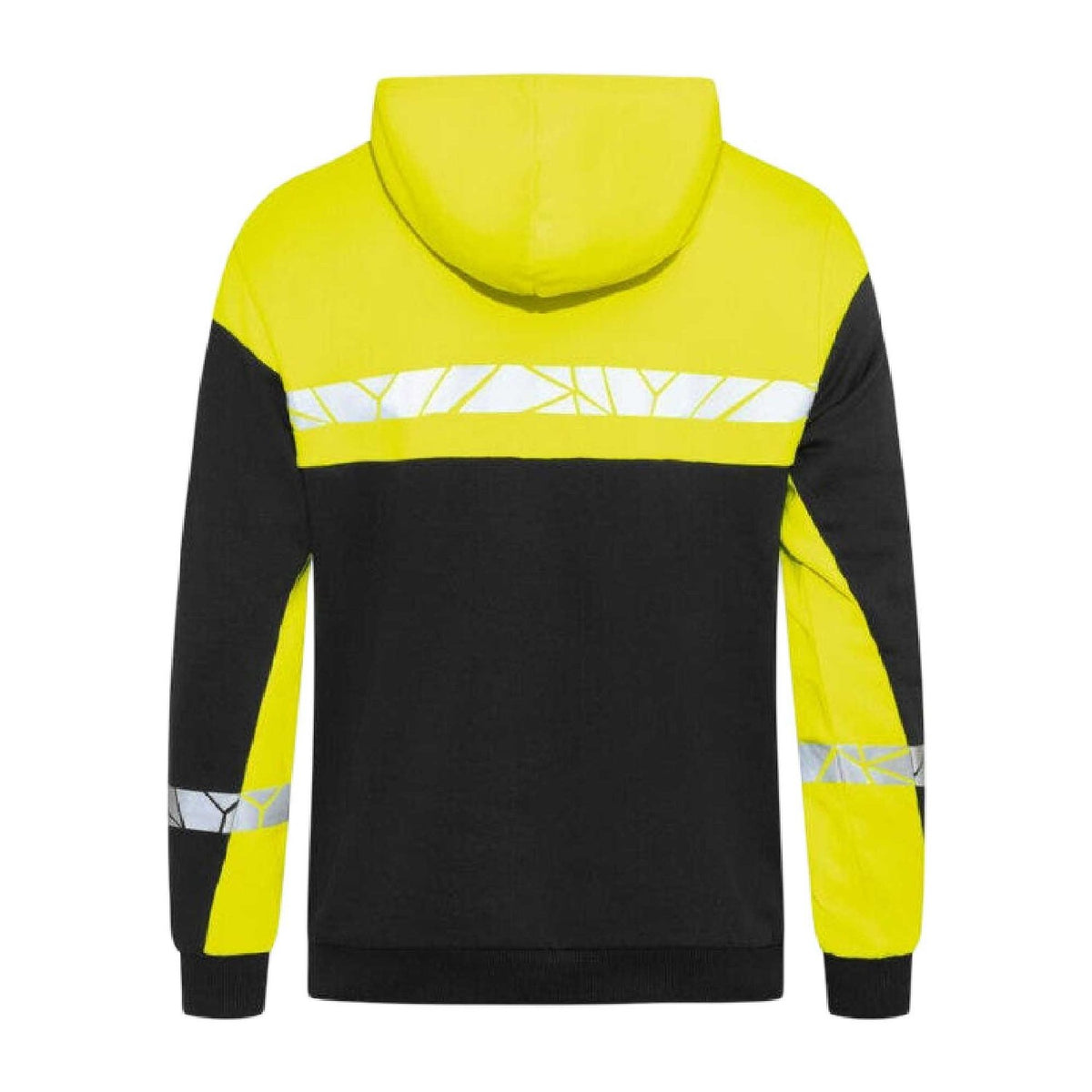 Black-Yellow - Back - Projob Mens Progression 7104 Half Zip Hoodie