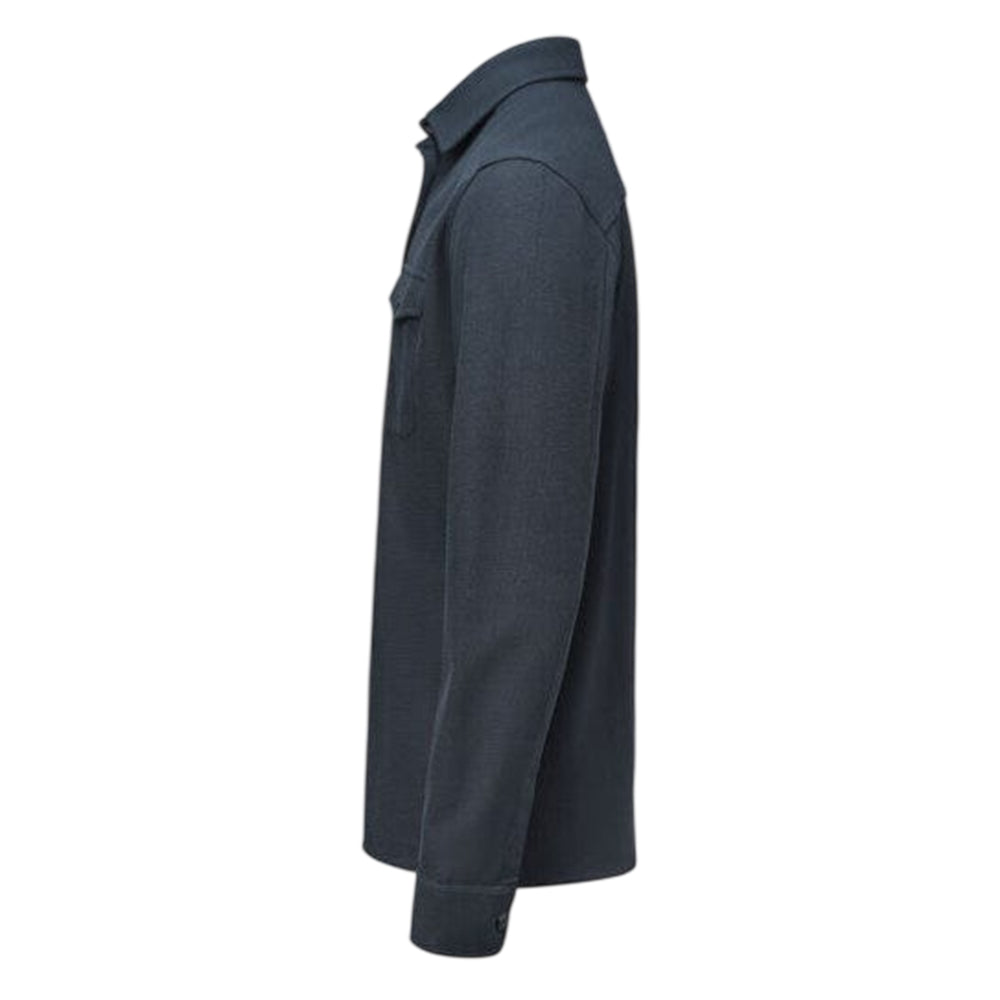 Navy - Side - James Harvest Mens Hicksville Long-Sleeved Overshirt