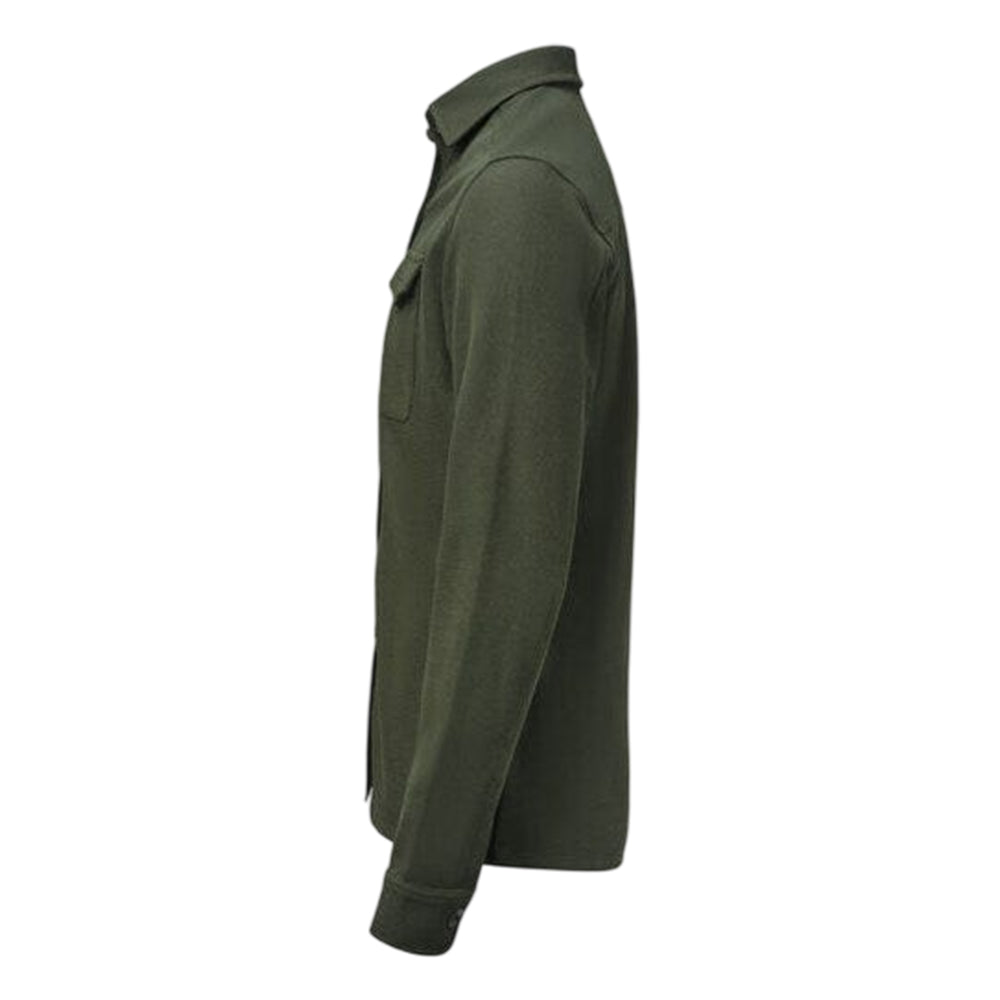 Pine Green - Side - James Harvest Mens Hicksville Long-Sleeved Overshirt
