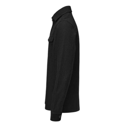 Black - Side - James Harvest Mens Hicksville Long-Sleeved Overshirt