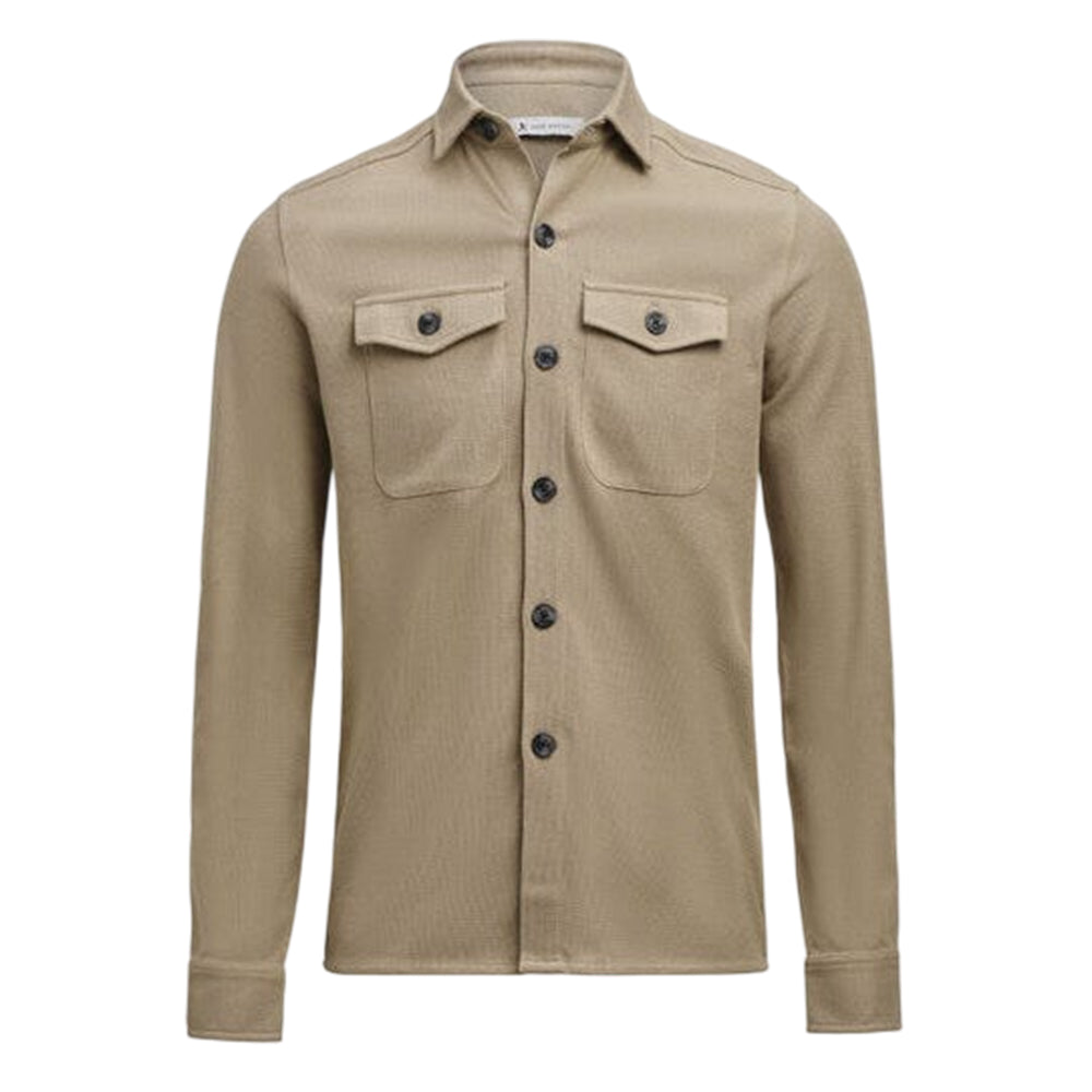 Khaki Brown - Front - James Harvest Mens Hicksville Long-Sleeved Overshirt