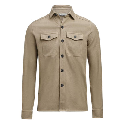 Khaki Brown - Front - James Harvest Mens Hicksville Long-Sleeved Overshirt