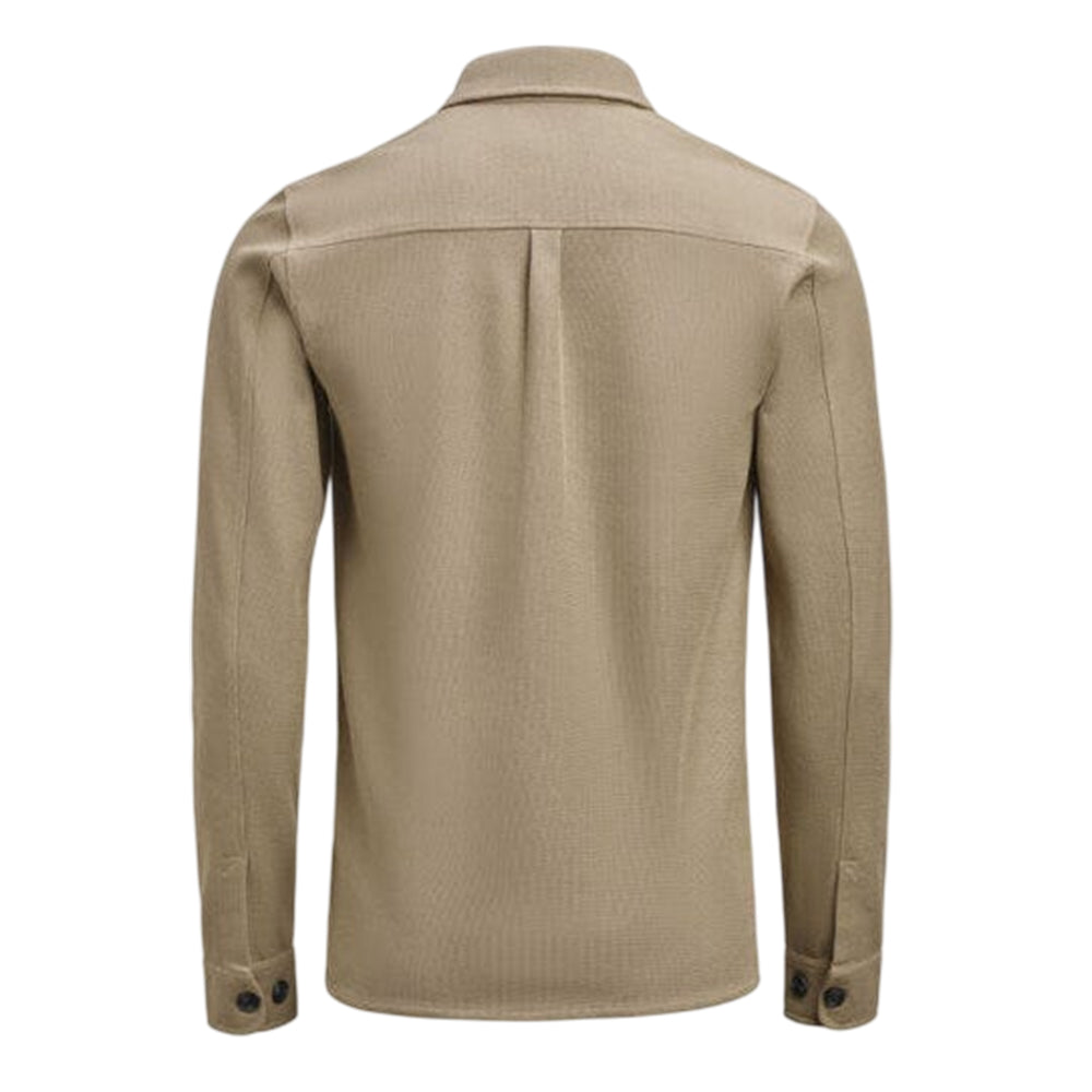 Khaki Brown - Back - James Harvest Mens Hicksville Long-Sleeved Overshirt