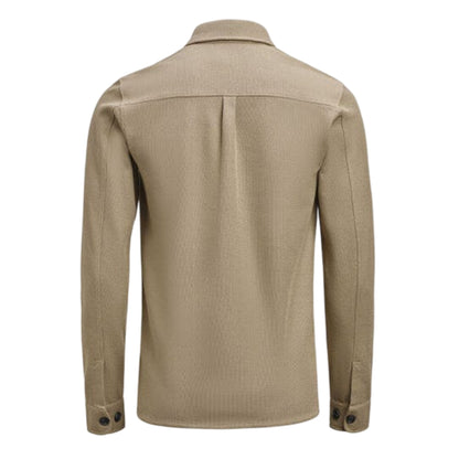 Khaki Brown - Back - James Harvest Mens Hicksville Long-Sleeved Overshirt