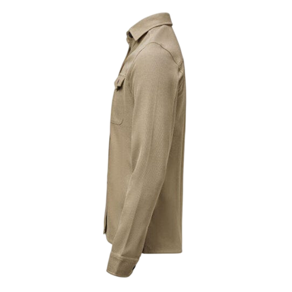 Khaki Brown - Side - James Harvest Mens Hicksville Long-Sleeved Overshirt