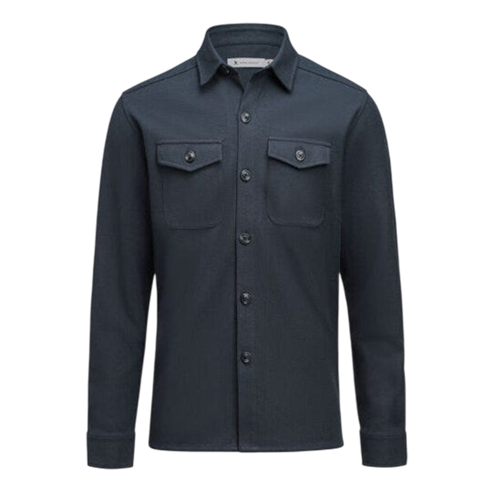 Navy - Front - James Harvest Mens Hicksville Long-Sleeved Overshirt