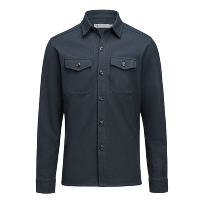 Navy - Front - James Harvest Mens Hicksville Long-Sleeved Overshirt