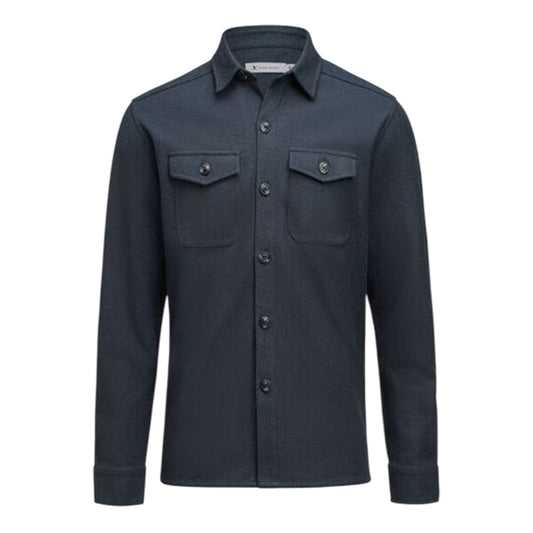 Navy - Front - James Harvest Mens Hicksville Long-Sleeved Overshirt