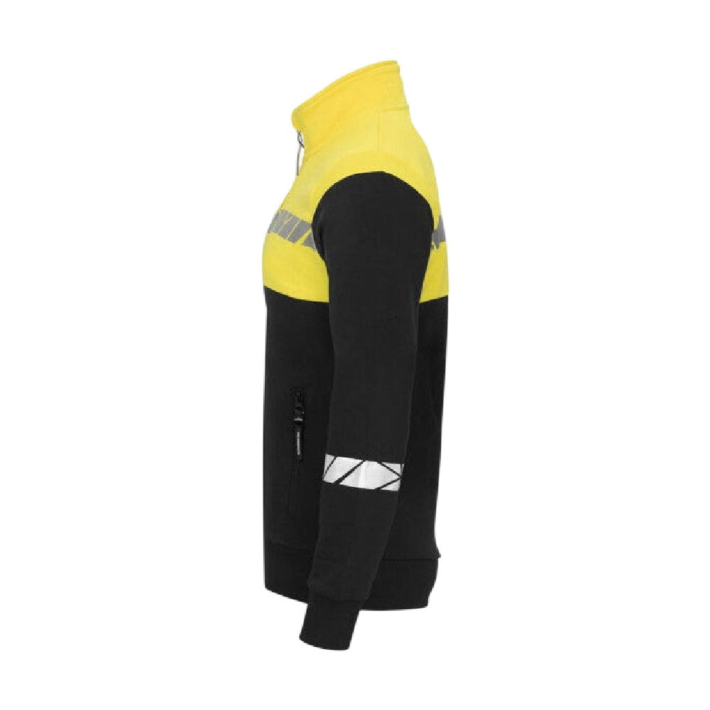 Black-Yellow - Side - Projob Womens-Ladies Progression 7105 Reflective Sweatshirt