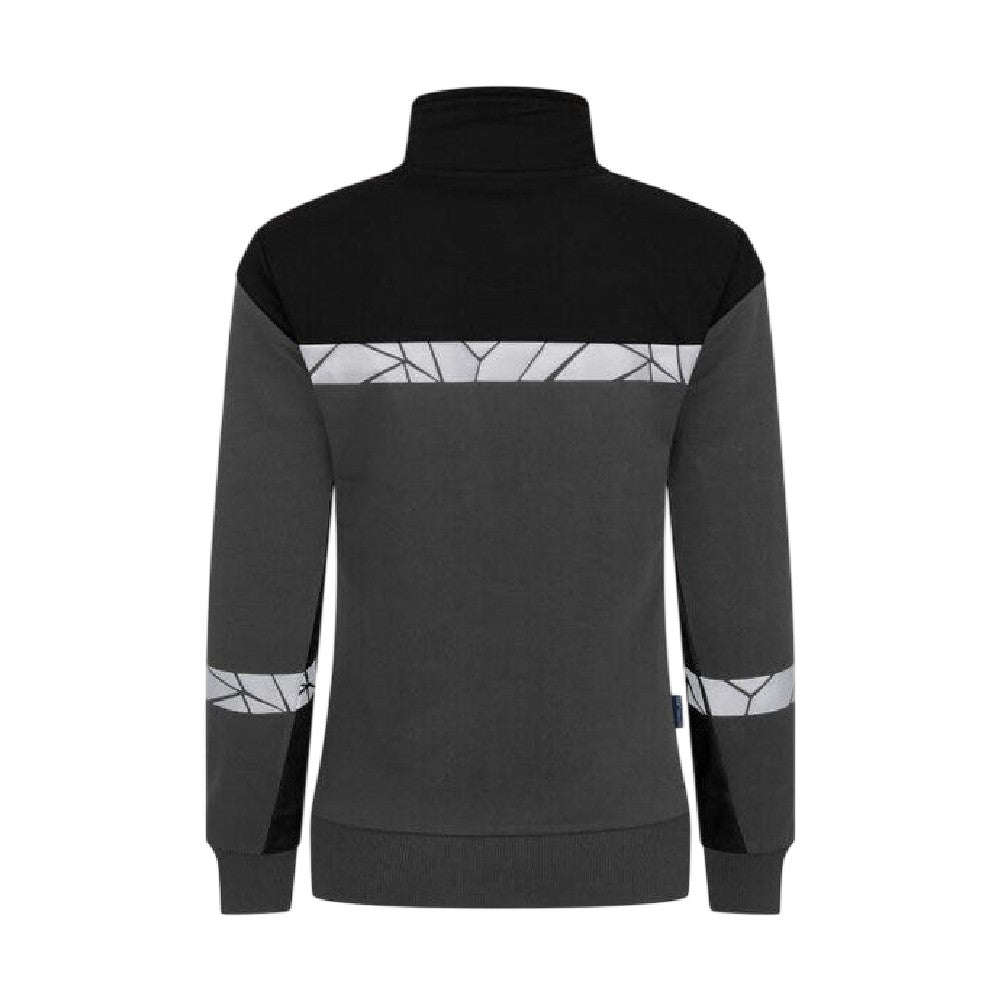 Grey-Black - Back - Projob Womens-Ladies Progression 7105 Reflective Sweatshirt