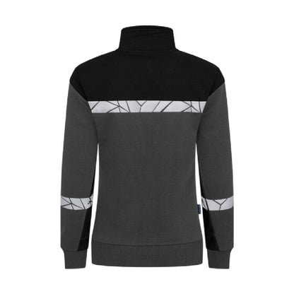 Grey-Black - Back - Projob Womens-Ladies Progression 7105 Reflective Sweatshirt