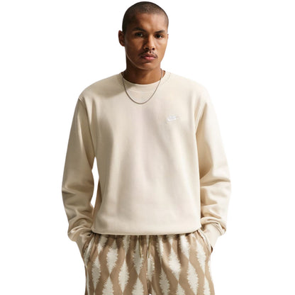 Light Khaki-White - Front - Nike Mens Club Crew Neck Sweatshirt