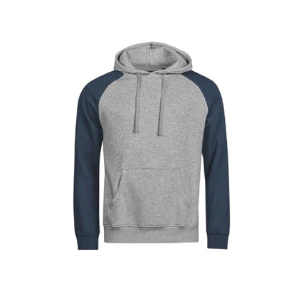 Heather Grey-Ink - Front - Tee Jays Mens Unlabeled Two Tone Relaxed Fit Raglan Hoodie