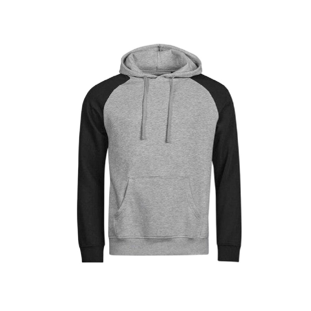 Heather Grey-Black - Front - Tee Jays Mens Unlabeled Two Tone Relaxed Fit Raglan Hoodie