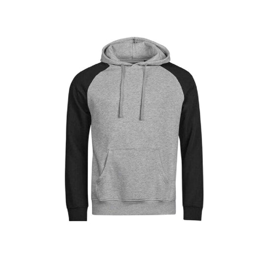 Heather Grey-Black - Front - Tee Jays Mens Unlabeled Two Tone Relaxed Fit Raglan Hoodie