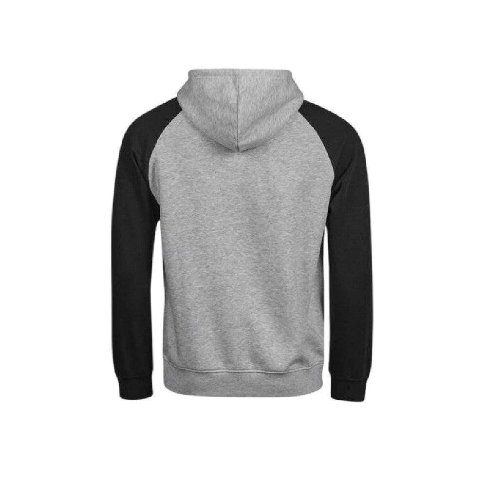 Heather Grey-Black - Back - Tee Jays Mens Unlabeled Two Tone Relaxed Fit Raglan Hoodie