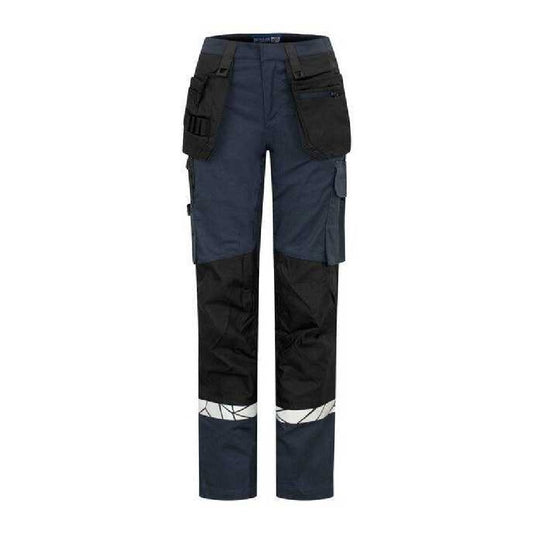 Navy-Black - Front - Projob Womens-Ladies Progression 7513 Work Trousers