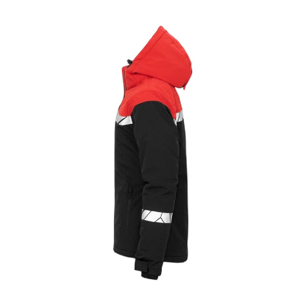 Black-Red - Side - Projob Womens-Ladies Progression 7418 Soft Shell Jacket