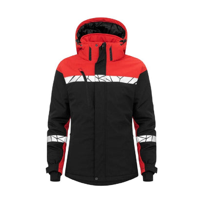 Black-Red - Front - Projob Womens-Ladies Progression 7418 Soft Shell Jacket