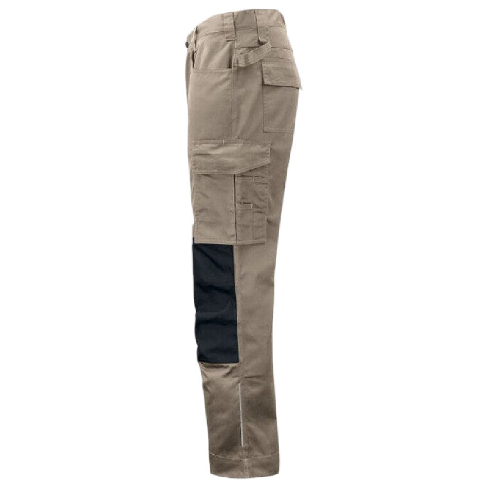 Khaki - Side - Projob Mens Prio 5532 Work Trousers