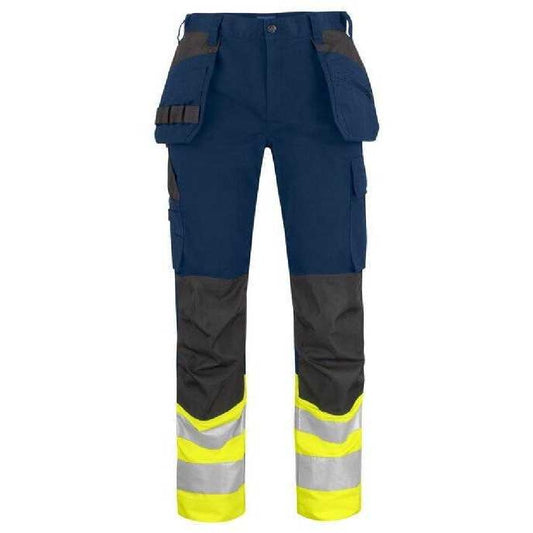 Yellow-Navy - Front - Projob Mens Prio 6534 Class 1 Work Trousers