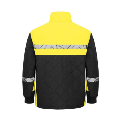 Black-Yellow - Back - Projob Mens Progression 7404 Jacket