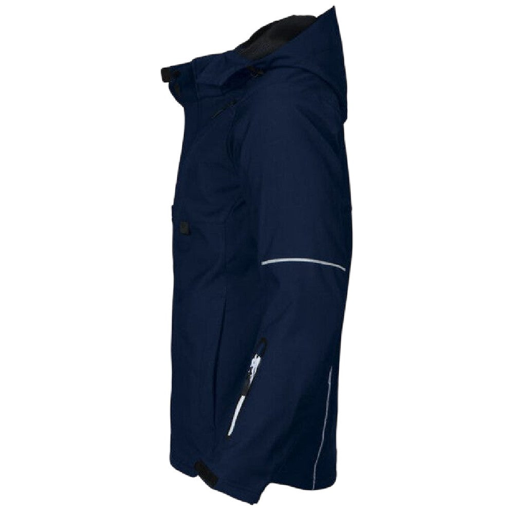 Navy - Side - Projob Mens 3406 Functional Hooded Jacket