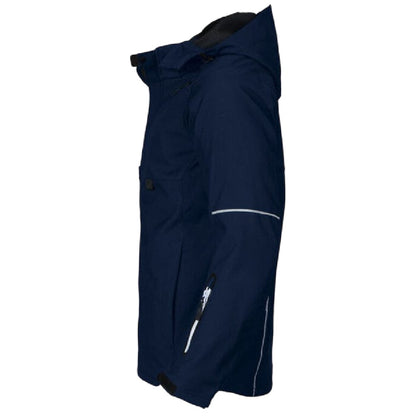 Navy - Side - Projob Mens 3406 Functional Hooded Jacket