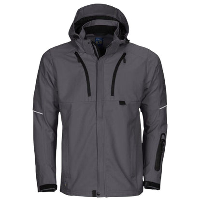 Grey - Front - Projob Mens 3406 Functional Hooded Jacket