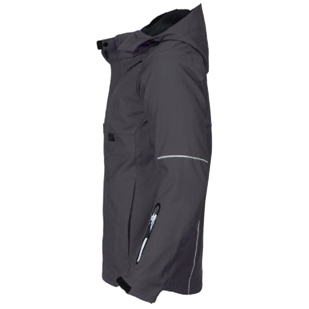 Grey - Side - Projob Mens 3406 Functional Hooded Jacket