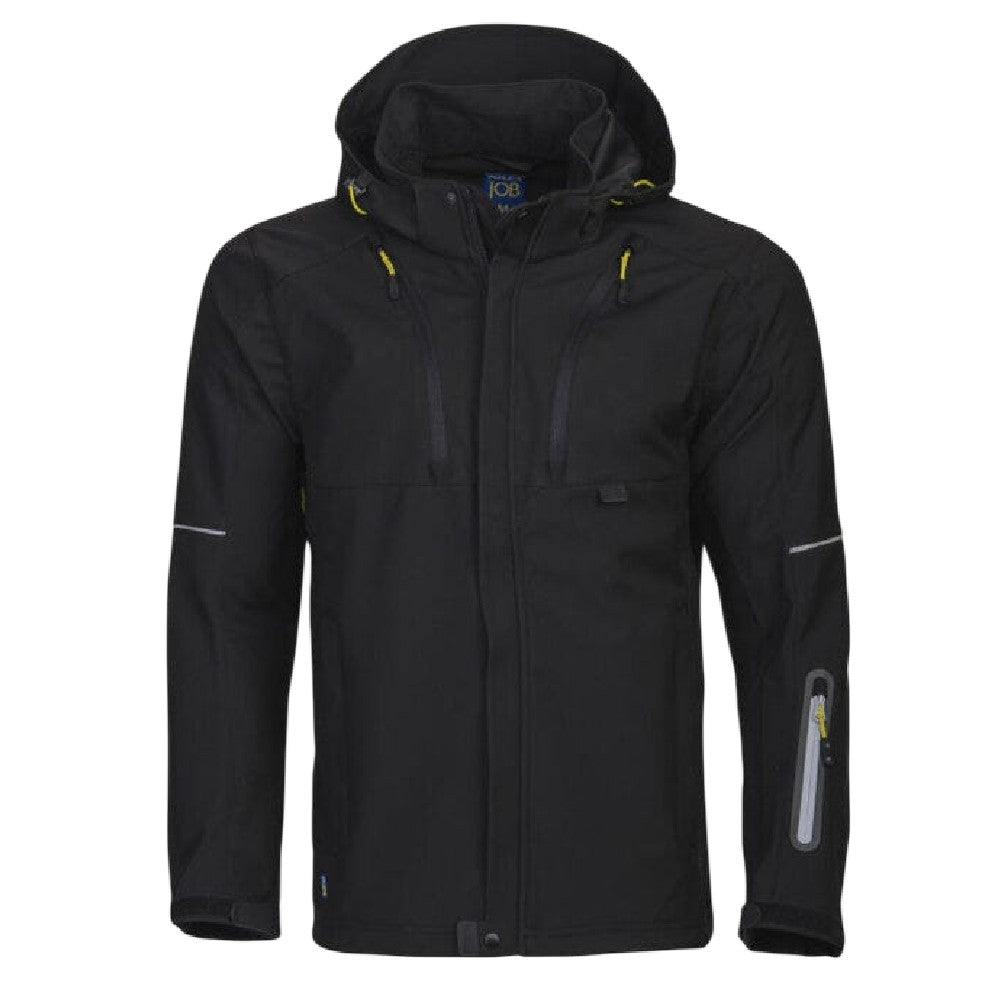 Black - Front - Projob Mens 3406 Functional Hooded Jacket