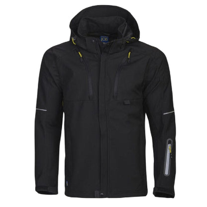 Black - Front - Projob Mens 3406 Functional Hooded Jacket