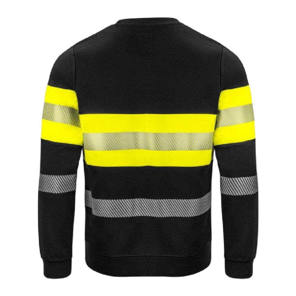 Yellow-Black - Back - Projob Mens 6129 Striped Class 1 Sweatshirt