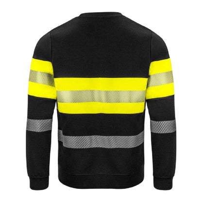 Yellow-Black - Back - Projob Mens 6129 Striped Class 1 Sweatshirt