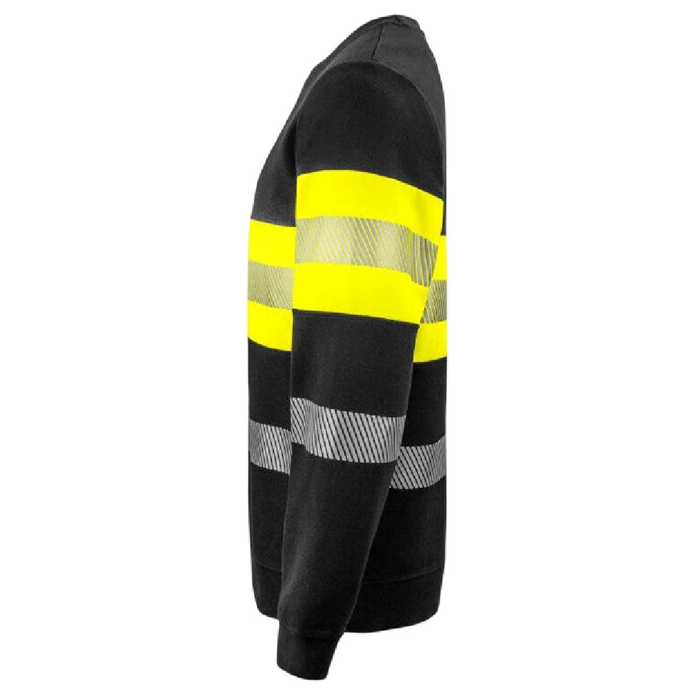 Yellow-Black - Side - Projob Mens 6129 Striped Class 1 Sweatshirt