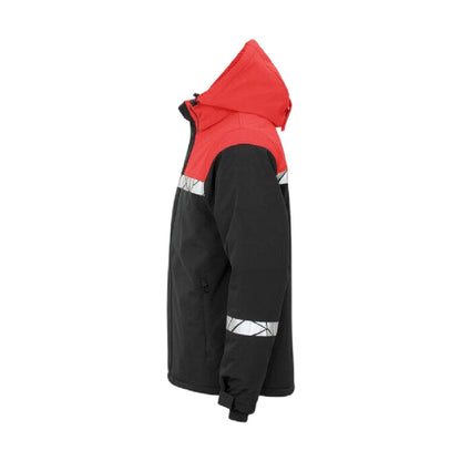 Black-Red - Side - Projob Mens Progression 7413 Padded Jacket